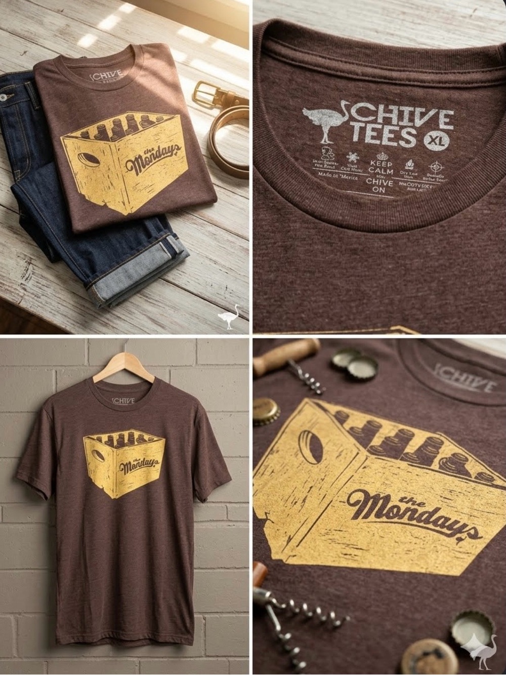 The Chive Tees "The Mondays" Beer Crate Graphic T-Shirt - Heather Brown XL